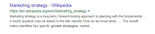 A marketing description